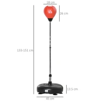HOMCOM Punching Bag with Stand, 133-151cm Adjustable Height, for Teens, Red/Black(m-3)