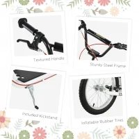 HOMCOM Kick Scooters for Kids with Adjustable Height, Anti-Slip Deck, Dual Brakes, Rubber Tyres, for Boys and Girls Aged 5+ Years Old - White(m-6)