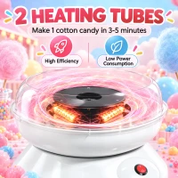 HOMCOM Candy Floss Maker, Quick Making Electric Cotton Floss Machine with 10 Bamboo Sticks, White(m-4)