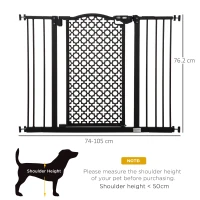 PawHut 74-105cm Pet Safety Gate Stair Barrier, with Auto Close, Double Locking - Black(m-3)