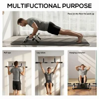 HOMCOM Doorway Pull up Bar, Door Frame Chin up Push up Bar for Home Gym Upper Body Workout, No Drilling or Screws, Grey(m-4)