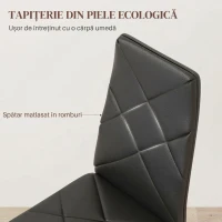 HOMCOM Set de 2 Scaune de Sufragerie Moderne cu Spătar Înalt din Piele Ecologică și Oțel, 41x50x97 cm, Negru(m-5)