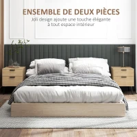 HOMCOM Lot de 2 tables de chevet table de nuit style nordique moderne avec tiroir à deux niveaux 40 x 40 x 50 cm chêne(m-4)