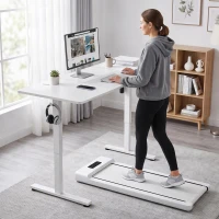 HOMCOM Elektrischer Stehschreibtisch höhenverstellbar mit LCD-Display, Kabeldurchführungen & Haken, Weiß(m-8)