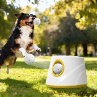 PawHut Automatic Dog Ball Launcher, Dog Thrower Machine with 6PCS 2.3" ETPU alls, 3 Adjustable Distance(20/33/46ft) & Random Mode(m-14)