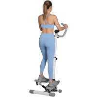 HOMCOM Stepper cu Monitor LCD, Maner Reglabil și Elastice, din Oțel și ABS, Alb și Gri(m-12)