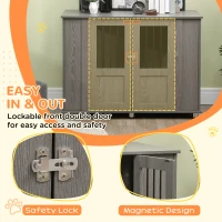 PawHut Dog Crate Table for Medium and Large Dogs with Magnetic Door for Indoor Use, 114 x 60 x 82 cm, Grey(m-6)