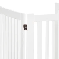 PawHut Barreira para Cães de Madeira Barreira para Animais de Estimação Dobrável de 3 Painéis com 1 Porta e Pés de Apoio 155x35,5x76 cm Branco(m-8)