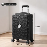 HOMCOM Troler de cabină 45,7 cm ușor și rigid cu port USB încuietoare TSA și 4 roți duble rotative Negru(m-3)