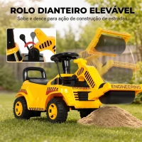 AIYAPLAY Trator Sem Pedais com Rolo Dianteiro Elevável Buzina e Arrumação Amarelo(m-5)