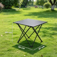 Outsunny Folding Camping Table, Lightweight Metal Picnic Table with Carry Bag, Foldable Table for Outdoor Camping, Picnic, Hiking, BBQ, Fishing, Black(m-3)