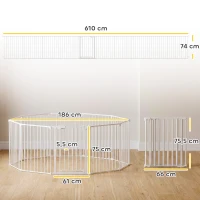 PawHut Barrera de seguridad de metal parque/recinto plegable y modular para perro y niño 10 paneles 61 x 75 cm blanco(m-3)