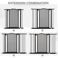 PawHut 74-105cm Pet Safety Gate Stair Barrier, with Auto Close, Double Locking - Black(m-7)