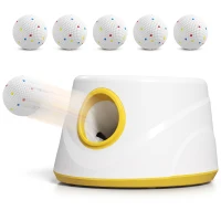 PawHut Automatic Dog Ball Launcher, Dog Thrower Machine with 6PCS 2.3" ETPU alls, 3 Adjustable Distance(20/33/46ft) & Random Mode(m-1)