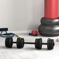 SPORTNOW Kit de Mancuernas 20kg 4 en 1 con Barra de Pesas Mango Antideslizante para Entrenamiento de Fuerza Negro Verde(m-10)