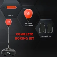 HOMCOM Punching Bag with Stand, 133-151cm Adjustable Height, for Teens, Red/Black(m-5)