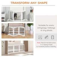 PawHut Foldable Pet Gate, with Three Panels & Two Support Feet - White(m-4)