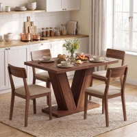 HOMCOM Rechteckiger Esstisch für 4 Personen 120x80 cm Nussbaum(m-5)