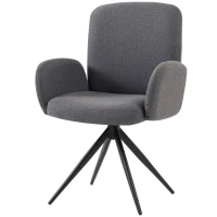 HOMCOM Swivel Accent Chair, Upholstered Linen-Look Armchair with Curved Backrest, Wrapped Armrests for Living Room, Grey(m-15)