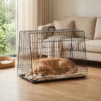 PawHut 35"(90 cm) Car Dog Crate Medium Large Collapsible Slanted Travel Dog Cage with Tray for Car Boot(m-8)