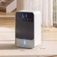 HOMCOM Déshumidificateur 0,4 L/jour pour 15 m² Réservoir 1,2 L Lumière RGB Minuterie 12H Écran LED Noir(m-3)