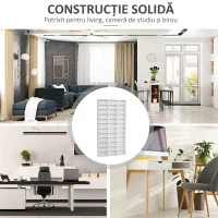 HOMCOM Bibliotecă pentru CD-uri din lemn cu 3 coloane și 12 rafturi reglabile, 102x23,5x195 cm, alb(m-6)