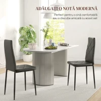 HOMCOM Set de 2 Scaune de Sufragerie Moderne cu Spătar Înalt din Piele Ecologică și Oțel, 41x50x97 cm, Negru(m-4)