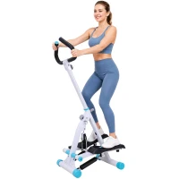 HOMCOM Stepper w/ Handle Hand Grip Workout Fitness Machine For Fitness Aerobic Exercise Home Gym White(m-10)