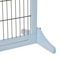 PawHut Freestanding Dog Gate, Foldable Pet Fence, Indoor Wood Barrier, Stair Gate with Support Feet, for Doorway, Hallway, Small and Medium Dogs, 69H x 104-180 cm, Blue-grey(m-8)