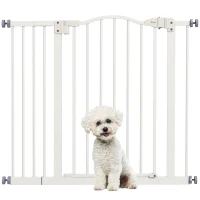 PawHut Metal 74-94cm Adjustable Pet Gate Safety Barrier w/ Auto-Close Door White(m-11)