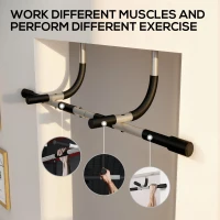 HOMCOM Doorway Pull up Bar, Door Frame Chin up Push up Bar for Home Gym Upper Body Workout, No Drilling or Screws, Grey(m-5)