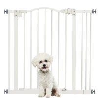 PawHut Metal 74-87cm Adjustable Pet Gate Safety Barrier w/ Auto-Close Door White(m-11)