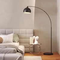 HOMCOM Candeeiro de Pé, Lâmpada de Sala Arco Ajustável, Base em Mármore, Estilo Vintage, 40W, E27, 100-115L x 35l x 170-180H cm, Preto(m-4)