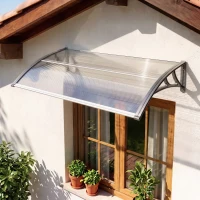 Outsunny Front Door Canopy, Outdoor Awning, Rain Shelter, 110 x 60cm, Grey(m-2)