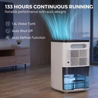 HOMCOM 300mL/Day Small Dehumidifier, RGB Mood Lights, Continuous Drainage, 24H Timer, LED Display, Dehumidifier for Home Damp(m-6)