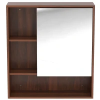 HOMCOM Bathroom Mirror Cabinet, Wall-Mounted Bathroom Cabinet with Mirror Door, Adjustable Shelves, Walnut Brown(m-10)