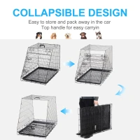 Pawhut Trapeze Collapsible Dog Pet Travel Box Cage Removable Tray 93 x 58 x 65cm(m-4)