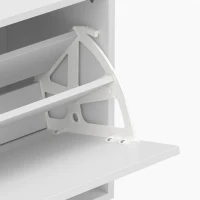 HOMCOM Schoenenkast met 2 kleppen, wandhangende schoenenkast met bovenblad, smalle schoenenopberger voor 6 paar, 70 x 30 x 43 cm, wit(m-10)