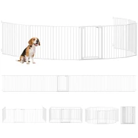 PawHut Barieră de siguranță din metal parc/îngrădire pliabilă și modulară pentru câini și copii 10 panouri 61 x 75 cm alb(m-8)