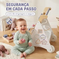 AIYAPLAY Andador de Madeira para Bebé com Brinquedos Montessori, Velocidade Ajustável e Arrumação, Branco(m-7)