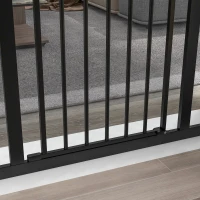 PawHut Metal 74-100cm Adjustable Pet Gate Safety Barrier w/ Auto-Close Door Black(m-9)