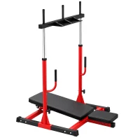 SPORTNOW Vertical Leg Press Machine with Adjustable Leg, Back and Head Positions, 1" Standard Plate Compatible, Red(m-1)