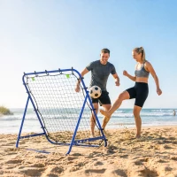 HOMCOM Adjustable Rebounder Net Kickback Target Goal for Teens Adults Training, Blue(m-8)