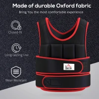 HOMCOM 20kg Weighted Vest for Running, Cardio & Home Training, Adjustable Running Weight Vest with 38 Weight Bags for Men and Women, Boost Strength, Endurance & Cardio Performance, Black and Red(m-7)