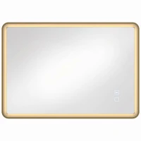 HOMCOM Bathroom Mirror with LED Lights, 100x70cm Rectangle Bathroom Mirror, Dimmable, Bluetooth, Anti-Fog, Gold Tone(m-1)