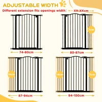 PawHut Pressure Fit Dog Stair Gate No Drilling Safety Gate Auto Close for Doorways, Hallways, 74-100cm Adjustable, 94cm Tall, Black(m-8)