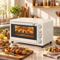 HOMCOM Cuptor electric de blat 32L 1600W cu 3 moduri de încălzire Temporizator Temperatura reglabilă 52,2x38,1x33,5 cm Crem(m-4)