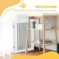 PawHut Foldable Dog Gate, Freestanding Pet Gate, with Two Support Feet, for Staircases, Hallways, Doorways - White(m-5)