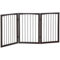 PawHut Cancellino Portatile da 3 Sezioni per Cani e Animali Domestici Divisorio di Sicurezza Pieghevole, 160x1.2x76 cm, Marrone(m-1)