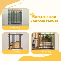 PawHut Extra Wide Dog Gate, with Door Pressure, for Doorways, Hallways, Staircases - Black(m-7)